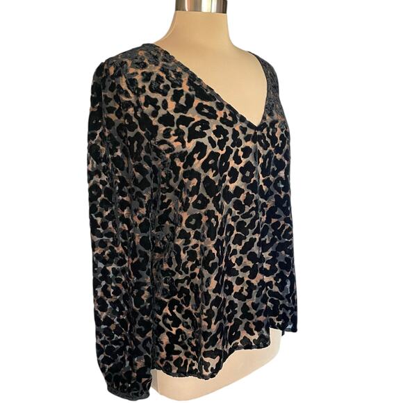 Guess Black Velvet Burnout Top Sz L Leopard Whimsigoth Fairy Grunge Romantic - Picture 4 of 10